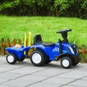 JEŹDZIK TRAKTOR NEW HOLLAND Z PRZYCZEPKĄ DLA DZIECI INTERAKTYWNA KIEROWNICA DŹWIĘKI NIEBIESKI