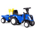 JEŹDZIK TRAKTOR NEW HOLLAND Z PRZYCZEPKĄ DLA DZIECI INTERAKTYWNA KIEROWNICA DŹWIĘKI NIEBIESKI