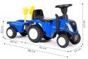 JEŹDZIK TRAKTOR NEW HOLLAND Z PRZYCZEPKĄ DLA DZIECI INTERAKTYWNA KIEROWNICA DŹWIĘKI NIEBIESKI